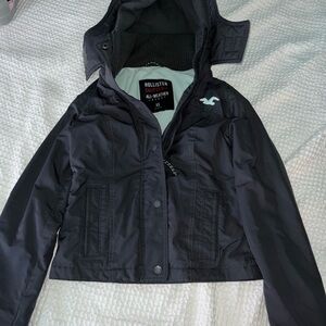 Hollister Grey and Blue All Weather Jacket